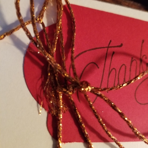 (10) Handmade Thank you tags, burnt red, bronzed accent and Sunflower - Picture 2 of 5